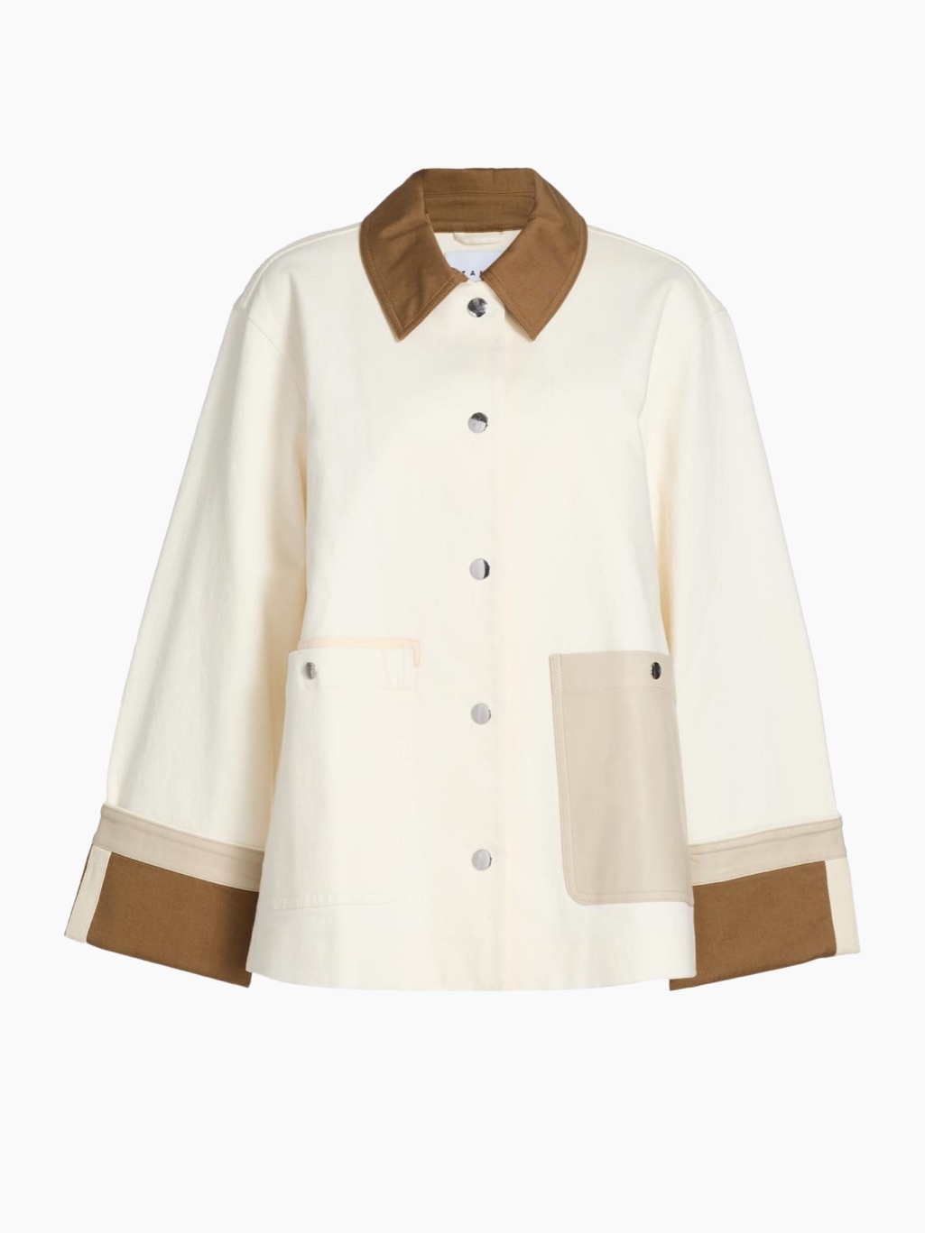 Tanya Taylor Cream And Brown Contrast-Collar Utility Jacket